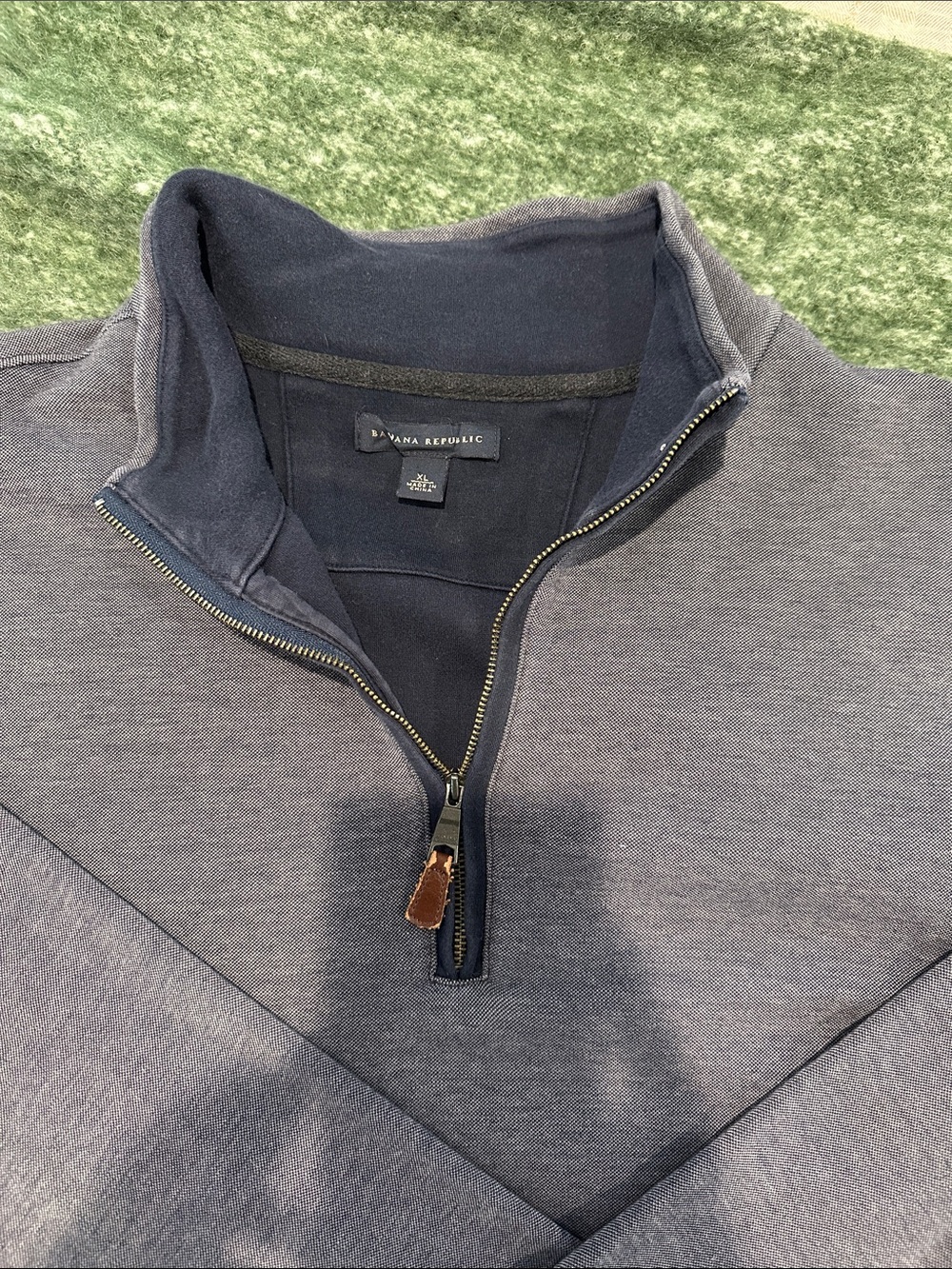 Banana Republic Men's Zip-Front Pullover Sweater - Navy Heather